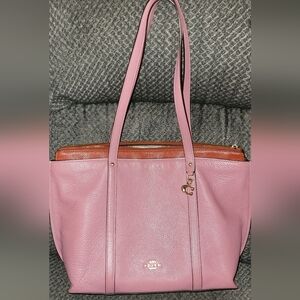 Coach Pink and Brown Tote Bag